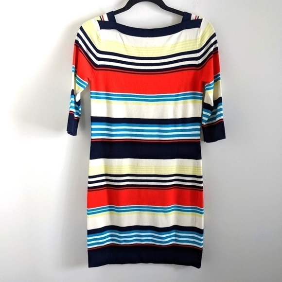 MILLY of NY Bright Colorful Striped Knit Dress S Preppy Shift Dress - Picture 2 of 13